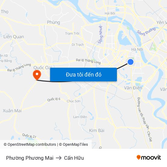 Phường Phương Mai to Cấn Hữu map