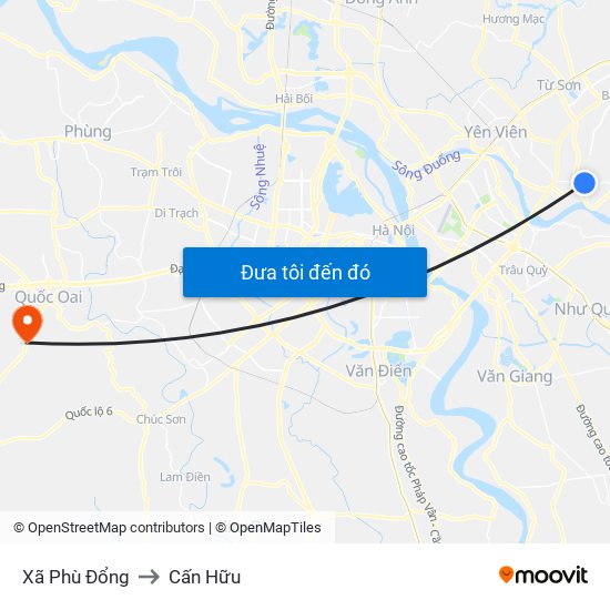 Xã Phù Đổng to Cấn Hữu map