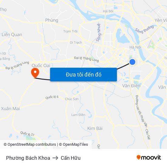 Phường Bách Khoa to Cấn Hữu map