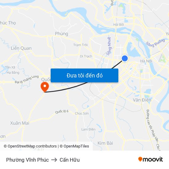 Phường Vĩnh Phúc to Cấn Hữu map