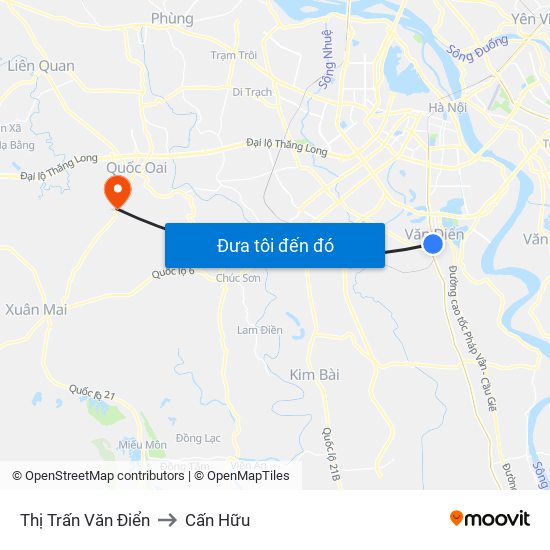 Thị Trấn Văn Điển to Cấn Hữu map