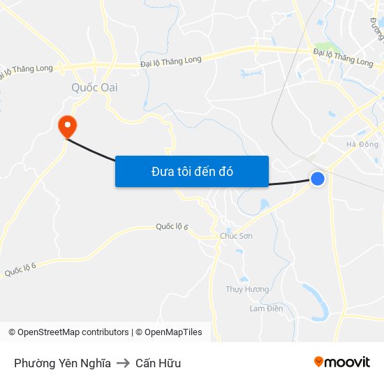 Phường Yên Nghĩa to Cấn Hữu map