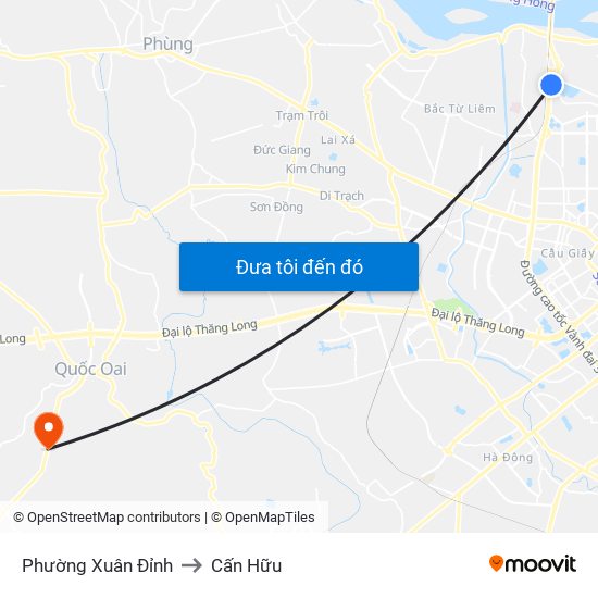 Phường Xuân Đỉnh to Cấn Hữu map