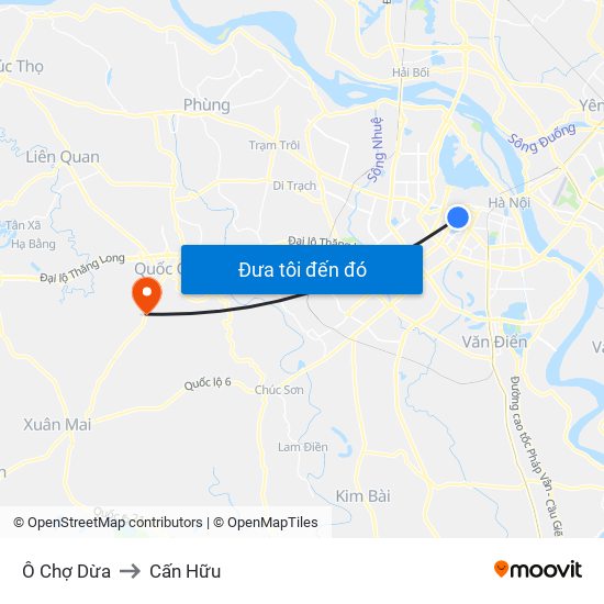 Ô Chợ Dừa to Cấn Hữu map