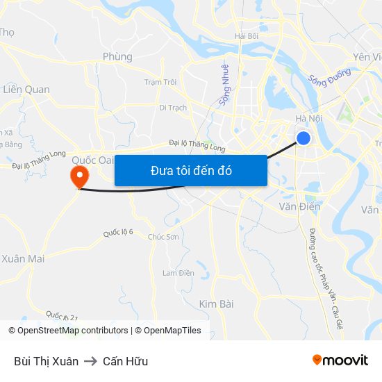 Bùi Thị Xuân to Cấn Hữu map