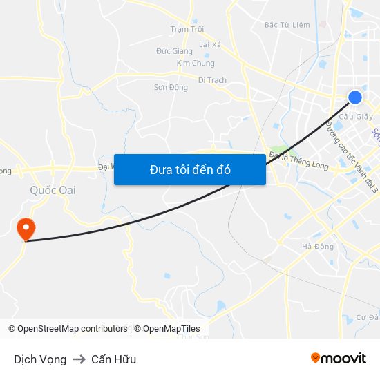 Dịch Vọng to Cấn Hữu map