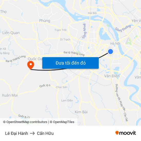 Lê Đại Hành to Cấn Hữu map