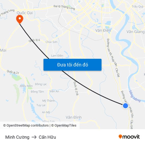 Minh Cường to Cấn Hữu map