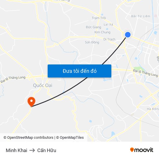 Minh Khai to Cấn Hữu map