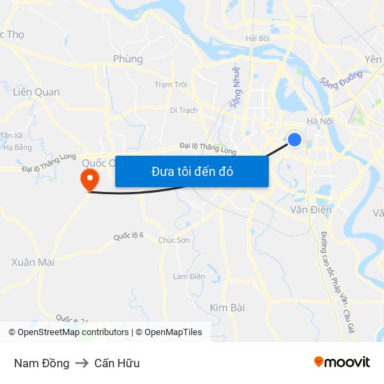 Nam Đồng to Cấn Hữu map
