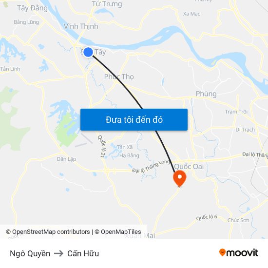 Ngô Quyền to Cấn Hữu map