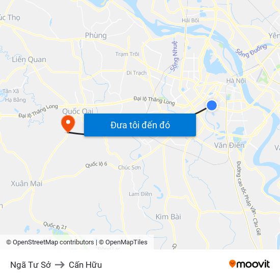 Ngã Tư Sở to Cấn Hữu map