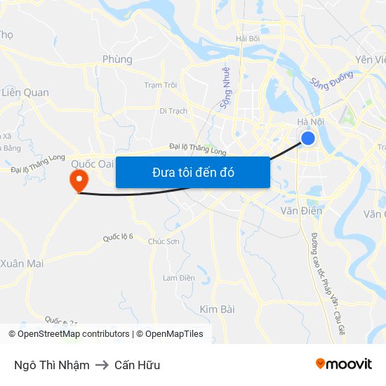 Ngô Thì Nhậm to Cấn Hữu map