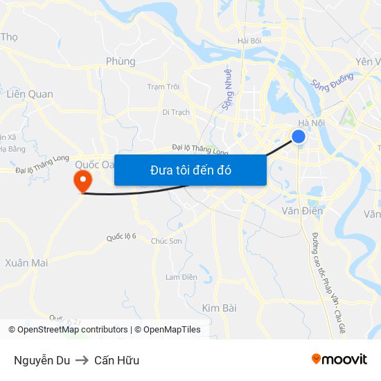 Nguyễn Du to Cấn Hữu map