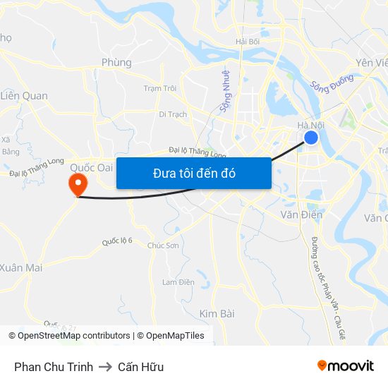 Phan Chu Trinh to Cấn Hữu map