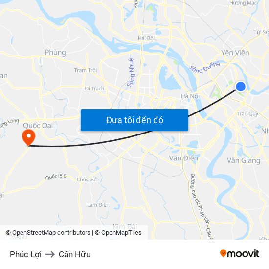 Phúc Lợi to Cấn Hữu map