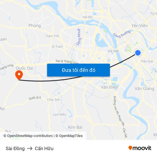 Sài Đồng to Cấn Hữu map