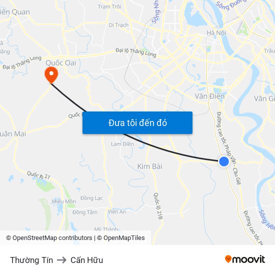 Thường Tín to Cấn Hữu map