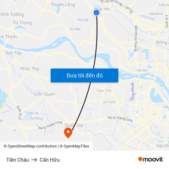 Tiền Châu to Cấn Hữu map