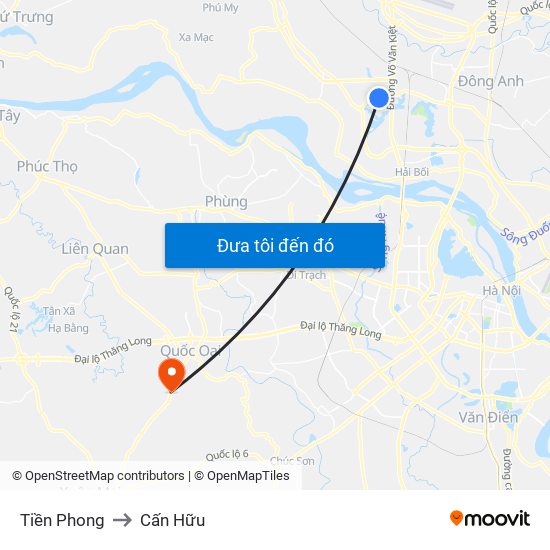 Tiền Phong to Cấn Hữu map