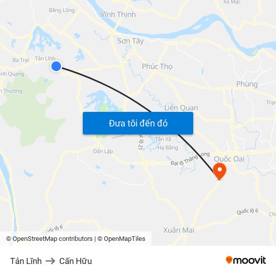 Tản Lĩnh to Cấn Hữu map