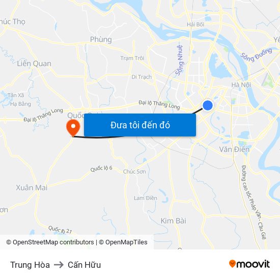 Trung Hòa to Cấn Hữu map