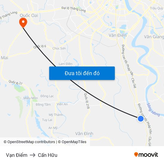 Vạn Điểm to Cấn Hữu map