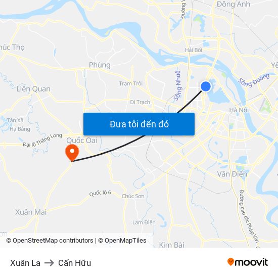 Xuân La to Cấn Hữu map