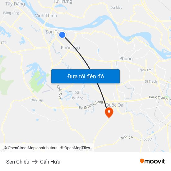 Sen Chiểu to Cấn Hữu map