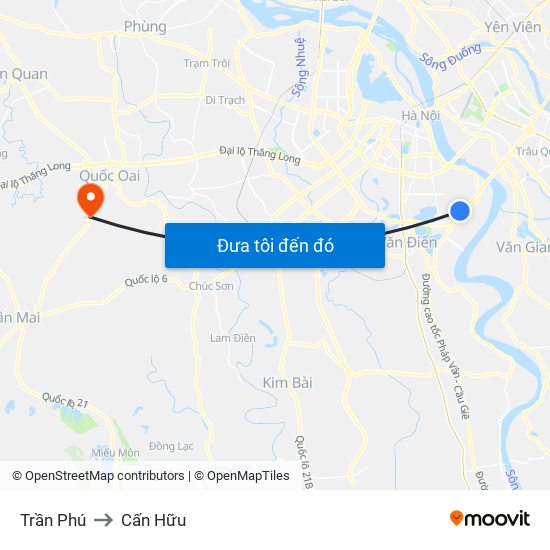 Trần Phú to Cấn Hữu map