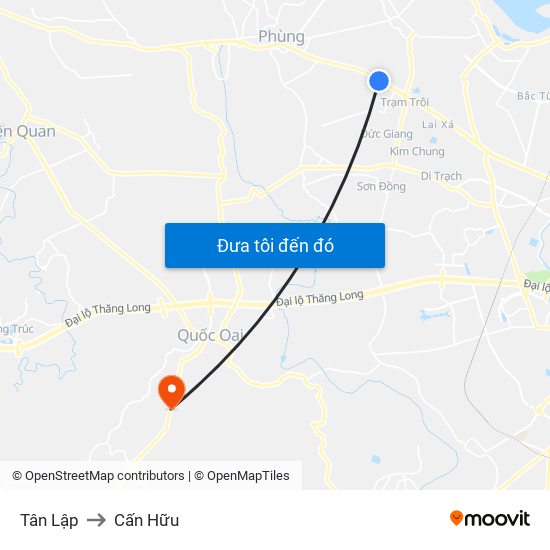 Tân Lập to Cấn Hữu map