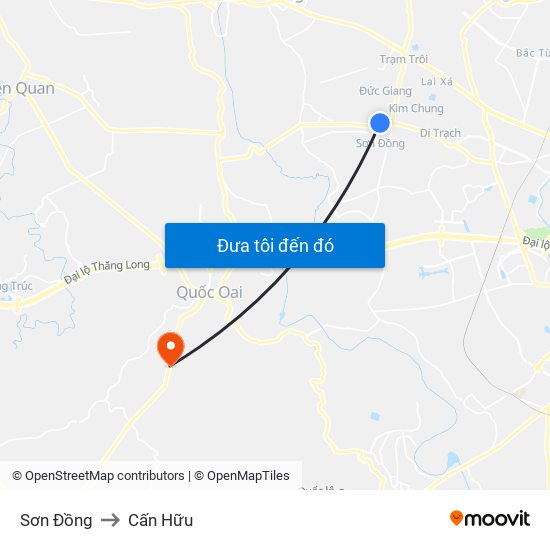 Sơn Đồng to Cấn Hữu map