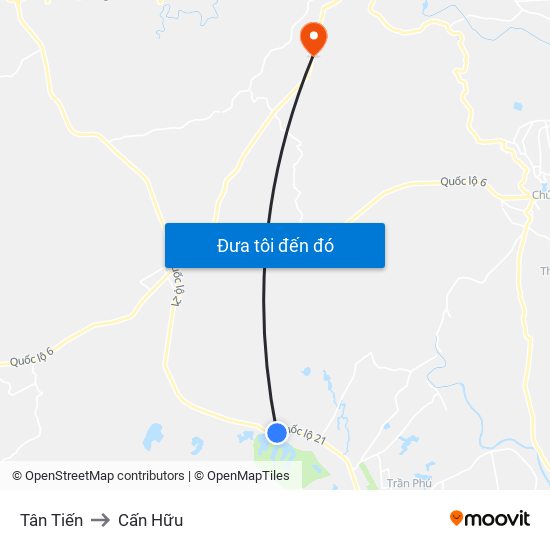 Tân Tiến to Cấn Hữu map