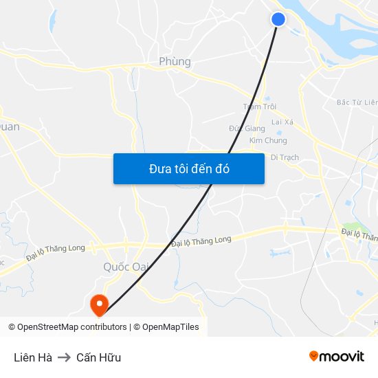 Liên Hà to Cấn Hữu map