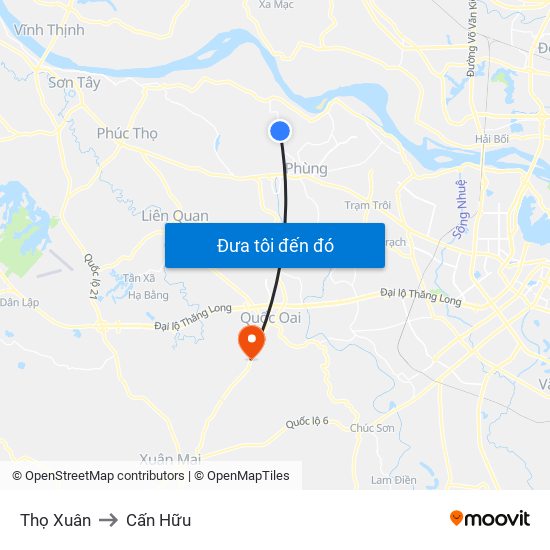 Thọ Xuân to Cấn Hữu map