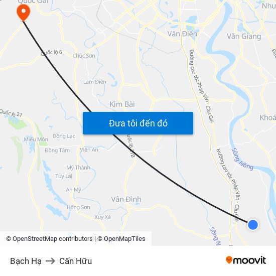 Bạch Hạ to Cấn Hữu map