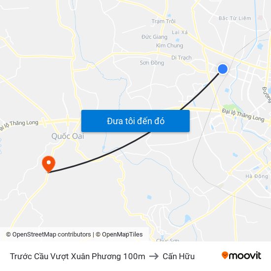 Trước Cầu Vượt Xuân Phương 100m to Cấn Hữu map