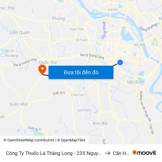 Công Ty Thuốc Lá Thăng Long - 235 Nguyễn Trãi to Cấn Hữu map