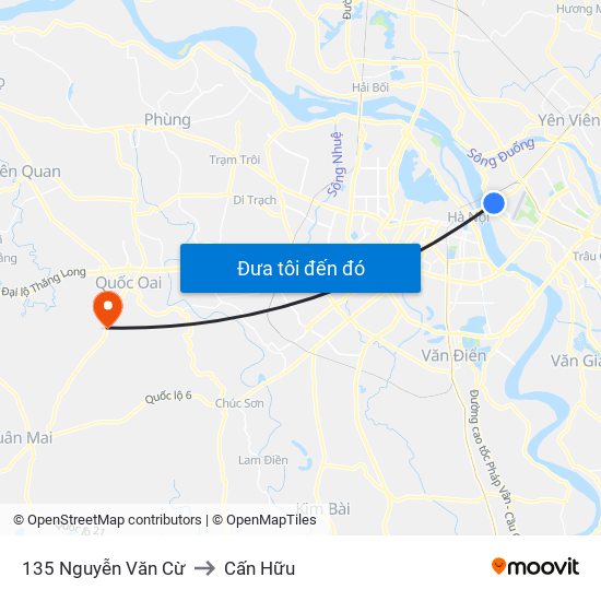135 Nguyễn Văn Cừ to Cấn Hữu map