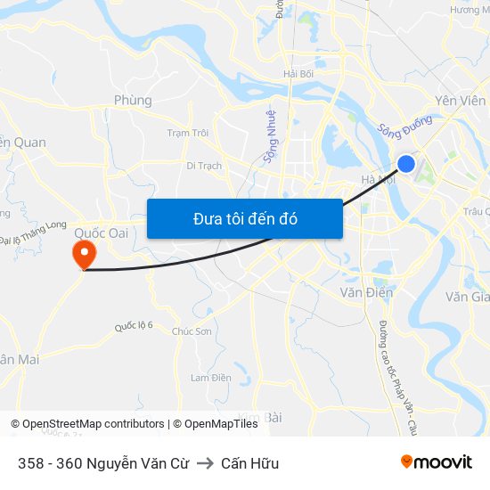 358 - 360 Nguyễn Văn Cừ to Cấn Hữu map