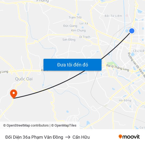 Đối Diện 36a Phạm Văn Đồng to Cấn Hữu map