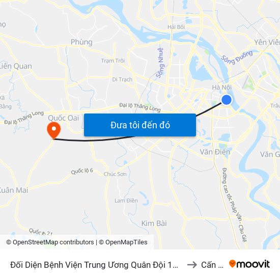 Đối Diện Bệnh Viện Trung Ương Quân Đội 108 - Trần Hưng Đạo to Cấn Hữu map