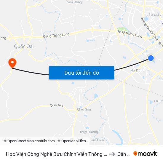 Học Viện Công Nghệ Bưu Chính Viễn Thông - Trần Phú (Hà Đông) to Cấn Hữu map