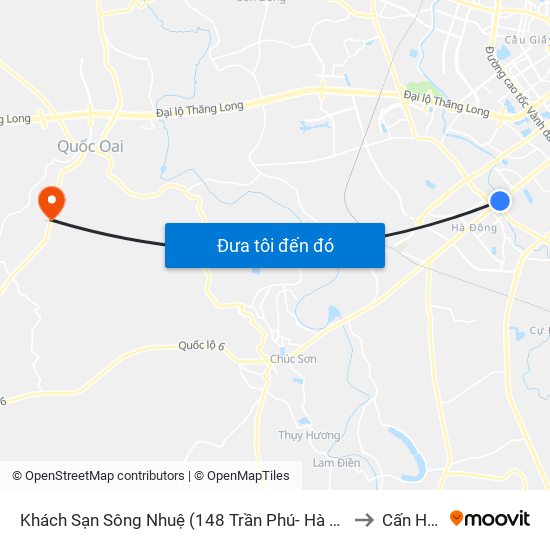 Khách Sạn Sông Nhuệ (148 Trần Phú- Hà Đông) to Cấn Hữu map