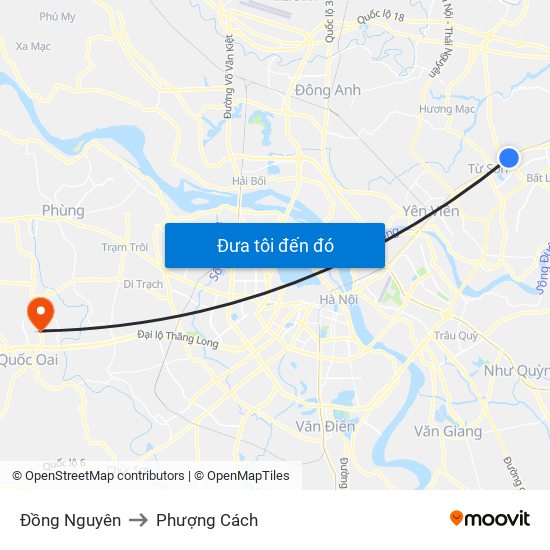 Đồng Nguyên to Phượng Cách map