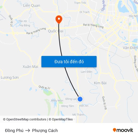 Đồng Phú to Phượng Cách map
