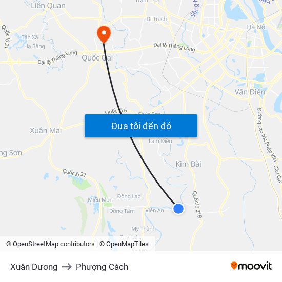 Xuân Dương to Phượng Cách map