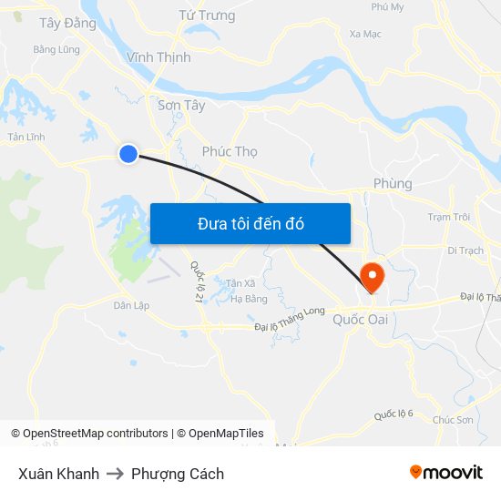 Xuân Khanh to Phượng Cách map