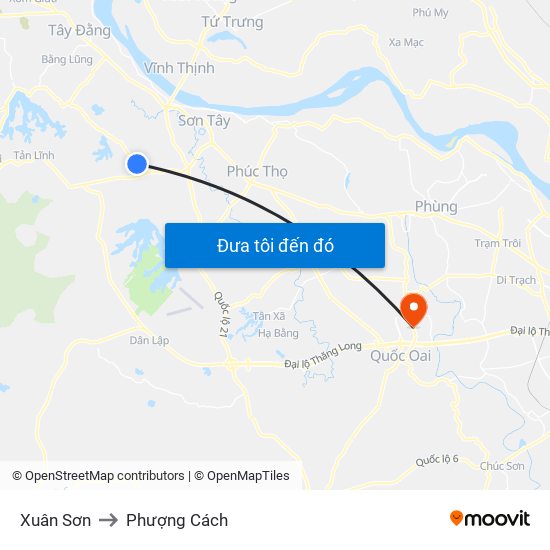 Xuân Sơn to Phượng Cách map