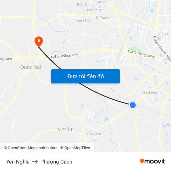 Yên Nghĩa to Phượng Cách map